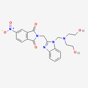 molecular formula C21H21N5O6 B12698031 1H-Isoindole-1,3(2H)-dione, 2-((1-((bis(2-hydroxyethyl)amino)methyl)-1H-benzimidazol-2-yl)methyl)-5-nitro- CAS No. 115398-91-9