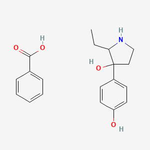 molecular formula C19H23NO4 B12698044 2-Ethyl-3-(p-hydroxyphenyl)-3-pyrrolidinol benzoate (salt) CAS No. 94915-23-8