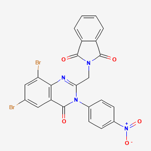 molecular formula C23H12Br2N4O5 B12698049 1H-Isoindole-1,3(2H)-dione, 2-((6,8-dibromo-3,4-dihydro-3-(4-nitrophenyl)-4-oxo-2-quinazolinyl)methyl)- CAS No. 131338-49-3