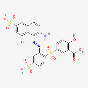 molecular formula C23H17N3O12S3 B12698055 5-((2-((2-Amino-8-hydroxy-6-sulpho-1-naphthyl)azo)-4-sulphophenyl)sulphonyl)salicylic acid CAS No. 25747-24-4