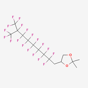 molecular formula C15H11F19O2 B12698078 4-[2,2,3,3,4,4,5,5,6,6,7,7,8,9,9,9-Hexadecafluoro-8-(trifluoromethyl)nonyl]-2,2-dimethyl-1,3-dioxolane CAS No. 94159-90-7
