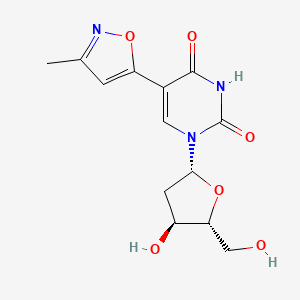 molecular formula C13H15N3O6 B12698131 1-((2R,4S,5R)-4-Hydroxy-5-hydroxymethyl-tetrahydro-furan-2-yl)-5-(3-methyl-isoxazol-5-yl)-1H-pyrimidine-2,4-dione CAS No. 133040-32-1