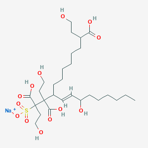 molecular formula C28H49NaO13S B12698139 Sodium 1,2,10-tris(2-hydroxyethyl) 3-(3-hydroxynon-1-enyl)-1-sulphonatodecane-1,2,10-tricarboxylate CAS No. 95873-49-7