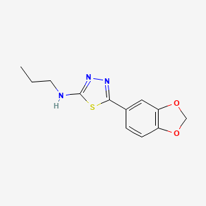 molecular formula C12H13N3O2S B12698173 5-(1,3-Benzodioxol-5-yl)-N-propyl-1,3,4-thiadiazol-2-amine CAS No. 83796-30-9