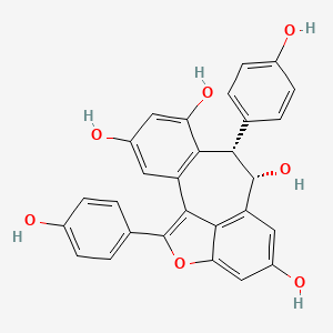 molecular formula C28H20O7 B12698191 Benzo(6,7)cycloheptal(1,2,3-cd)benzofuran-4,6,8-10-tetrol, 6,7-dihydro-1,7-bis(4-hydroxyphenyl)-, cis-(-) CAS No. 204644-70-2