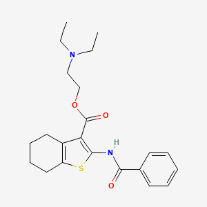 molecular formula C22H28N2O3S B12698198 Benzo(b)thiophene-3-carboxylic acid, 4,5,6,7-tetrahydro-2-(benzoylamino)-, 2-(diethylamino)ethyl ester CAS No. 78033-89-3