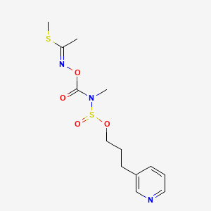 molecular formula C13H19N3O4S2 B12698208 Ethanimidothioic acid, N-(((methyl((3-(3-pyridinyl)propoxy)sulfinyl)amino)carbonyl)oxy)-, methyl ester CAS No. 84384-90-7