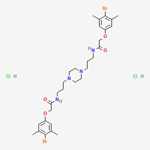 molecular formula C30H44Br2Cl2N4O4 B12698228 Acetamide, N,N'-(1,4-piperazinediyldi-3,1-propanediyl)bis(2-(4-bromo-3,5-dimethylphenoxy)-, dihydrochloride CAS No. 86746-10-3