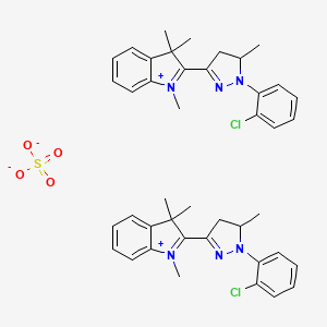 molecular formula C42H46Cl2N6O4S B12698258 2-[2-(2-chlorophenyl)-3-methyl-3,4-dihydropyrazol-5-yl]-1,3,3-trimethylindol-1-ium;sulfate CAS No. 83969-21-5