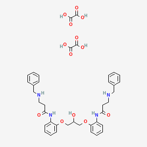 molecular formula C39H44N4O13 B12698272 3-(benzylamino)-N-[2-[3-[2-[3-(benzylamino)propanoylamino]phenoxy]-2-hydroxypropoxy]phenyl]propanamide;oxalic acid CAS No. 121033-21-4