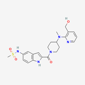 molecular formula C22H27N5O4S B12698288 4-Piperidinamine, N-(3-(hydroxymethyl)-2-pyridinyl)-N-methyl-1-((5-((methylsulfonyl)amino)-1H-indol-2-yl)carbonyl)- CAS No. 249759-14-6