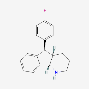 molecular formula C18H18FN B12698289 1H-Indeno(1,2-b)pyridine, 2,3,4,4a,5,9b-hexahydro-5-(4-fluorophenyl)-, (4a-alpha,5-beta,9b-alpha)- CAS No. 88763-52-4