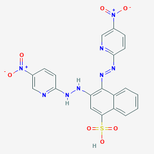 molecular formula C20H14N8O7S B12698354 3,4-Bis((5-(hydroxy(oxido)amino)-2-pyridinyl)hydrazono)-3,4-dihydro-1-naphthalenesulfonic acid CAS No. 6311-05-3