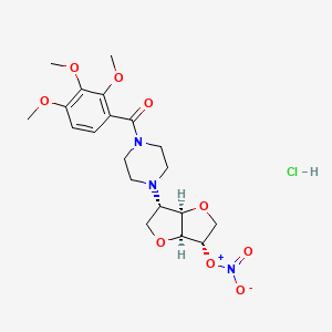molecular formula C20H28ClN3O9 B12698367 [(3S,3aR,6S,6aS)-3-[4-(2,3,4-trimethoxybenzoyl)piperazin-1-yl]-2,3,3a,5,6,6a-hexahydrofuro[3,2-b]furan-6-yl] nitrate;hydrochloride CAS No. 134213-46-0