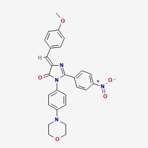 molecular formula C27H24N4O5 B12698463 4H-Imidazol-4-one, 3,5-dihydro-5-((4-methoxyphenyl)methylene)-3-(4-(4-morpholinyl)phenyl)-2-(4-nitrophenyl)- CAS No. 86818-91-9