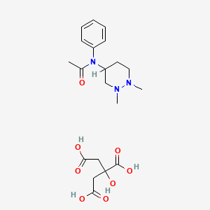 molecular formula C20H29N3O8 B12698466 Acetamide, N-(hexahydro-1,2-dimethyl-4-pyridazinyl)-N-phenyl-, 2-hydroxy-1,2,3-propanetricarboxylate CAS No. 149997-02-4