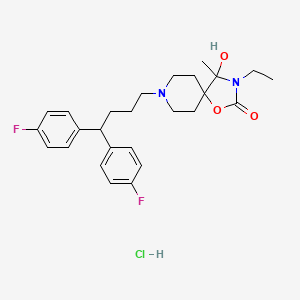 molecular formula C26H33ClF2N2O3 B12698486 1-Oxa-3,8-diazaspiro(4.5)decan-2-one, 8-(4,4-bis(4-fluorophenyl)butyl)-3-ethyl-4-hydroxy-4-methyl-, monohydrochloride CAS No. 134070-15-8