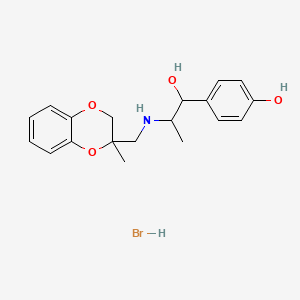 molecular formula C19H24BrNO4 B12698494 Benzenemethanol, alpha-(1-((2,3-dihydro-2-methyl-1,4-benzodioxin-2-yl)methyl)amino)ethyl)-4-hydroxy-, hydrobromide CAS No. 87081-19-4