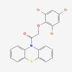 molecular formula C20H12Br3NO2S B12698529 10H-Phenothiazine, 10-((2,4,6-tribromophenoxy)acetyl)- CAS No. 136776-26-6