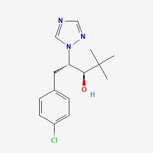 molecular formula C15H20ClN3O B12698588 1H-1,2,4-Triazole-1-ethanol, beta-((4-chlorophenyl)methyl)-alpha-(1,1-dimethylethyl)-, (R-(R*,S*))- CAS No. 76738-64-2