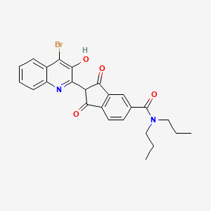 molecular formula C25H23BrN2O4 B12698638 1H-Indene-5-carboxamide, 2-(4-bromo-3-hydroxy-2-quinolinyl)-2,3-dihydro-1,3-dioxo-N,N-dipropyl- CAS No. 78334-00-6