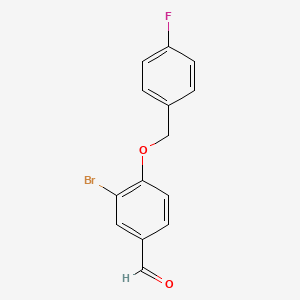 molecular formula C14H10BrFO2 B1269866 3-溴-4-[(4-氟苯基)甲氧基]苯甲醛 CAS No. 6481-37-4