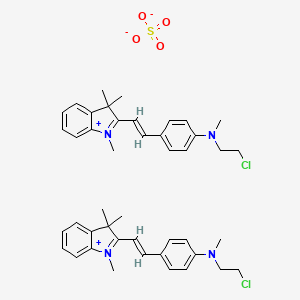 molecular formula C44H52Cl2N4O4S B12698674 N-(2-chloroethyl)-N-methyl-4-[(E)-2-(1,3,3-trimethylindol-1-ium-2-yl)ethenyl]aniline;sulfate CAS No. 85187-88-8