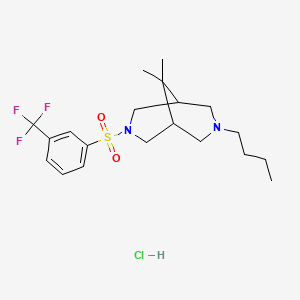 molecular formula C20H30ClF3N2O2S B12698702 3,7-Diazabicyclo(3.3.1)nonane, 3-butyl-9,9-dimethyl-7-((3-(trifluoromethyl)phenyl)sulfonyl)-,monohydrochloride CAS No. 120465-85-2