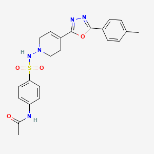 molecular formula C22H23N5O4S B12698745 Acetamide, N-(4-(((3,6-dihydro-4-(5-(4-methylphenyl)-1,3,4-oxadiazol-2-yl)-1(2H)-pyridinyl)amino)sulfonyl)phenyl)- CAS No. 160857-62-5