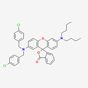 molecular formula C42H40Cl2N2O3 B12698753 2'-(Bis(4-chlorobenzyl)amino)-6'-(dibutylamino)spiro(isobenzofuran-1(3H)-9'(9H)-xanthene)-3-one CAS No. 85223-21-8