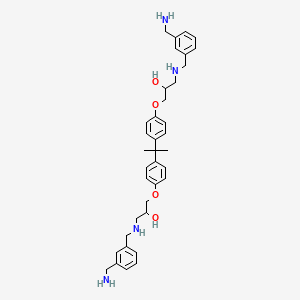 molecular formula C37H48N4O4 B12698768 2-Propanol, 1,1'-((1-methylethylidene)bis(4,1-phenyleneoxy))bis(3-(((3-(aminomethyl)phenyl)methyl)amino)- CAS No. 144014-12-0
