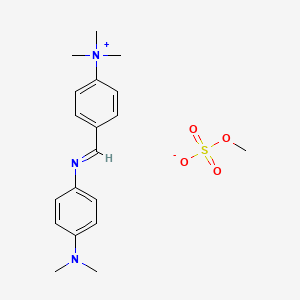 molecular formula C18H24N3.CH3O4S<br>C19H27N3O4S B12698778 4-((4-(Dimethylamino)phenyl)iminomethyl)-N,N,N-trimethylanilinium methyl sulphate CAS No. 94107-96-7