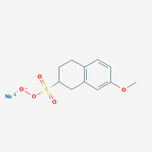 molecular formula C11H13NaO5S B12698787 Sodium 1,2,3,4-tetrahydro-2-hydroxy-7-methoxynaphthalene-2-sulphonate CAS No. 93923-75-2