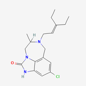molecular formula C18H24ClN3O B12698848 Imidazo(4,5,1-jk)(1,4)benzodiazepin-2(1H)-one, 9-chloro-6-(3-ethyl-2-pentenyl)-4,5,6,7-tetrahydro-5-methyl- CAS No. 257891-60-4