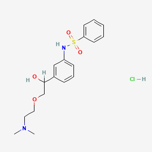molecular formula C18H25ClN2O4S B12698886 Benzenesulfonamide, N-(3-(2-(2-(dimethylamino)ethoxy)-1-hydroxyethyl)phenyl)-, monohydrochloride CAS No. 131962-94-2