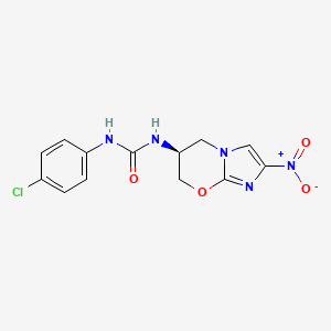 molecular formula C13H12ClN5O4 B12698910 1-(4-Chloro-phenyl)-3-((S)-2-nitro-6,7-dihydro-5H-imidazo(2,1-b)(1,3)oxazin-6-yl)-urea CAS No. 187235-46-7