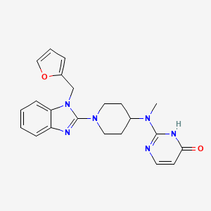 molecular formula C22H24N6O2 B12698918 4(1H)-Pyrimidinone, 2-((1-(1-(2-furanylmethyl)-1H-benzimidazol-2-yl)-4-piperidinyl)methylamino)- CAS No. 108612-73-3