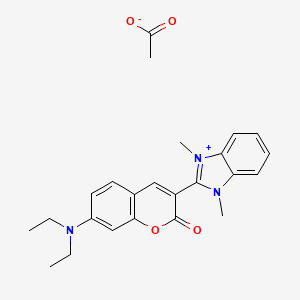 molecular formula C24H27N3O4 B12698922 2-[7-(Diethylamino)-2-oxo-2H-1-benzopyran-3-yl]-1,3-dimethyl-1H-benzimidazolium acetate CAS No. 94275-84-0