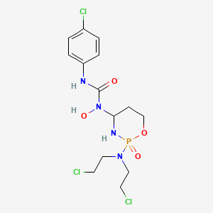 molecular formula C14H20Cl3N4O4P B12698929 Urea, N-(2-(bis(2-chloroethyl)amino)tetrahydro-2H-1,3,2-oxazaphosphorin-4-yl)-N'-(4-chlorophenyl)-N-hydroxy-, P-oxide CAS No. 97139-30-5