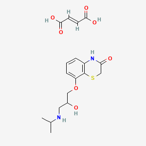 molecular formula C18H24N2O7S B12698937 (E)-but-2-enedioic acid;8-[2-hydroxy-3-(propan-2-ylamino)propoxy]-4H-1,4-benzothiazin-3-one CAS No. 91375-97-2