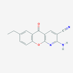 molecular formula C15H11N3O2 B1269905 2-Amino-7-ethyl-5-oxochromeno[2,3-b]pyridine-3-carbonitrile CAS No. 68302-09-0