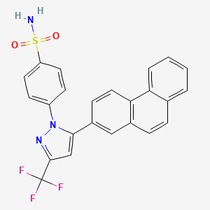 molecular formula C24H16F3N3O2S B12699051 Benzenesulfonamide, 4-(5-(2-phenanthrenyl)-3-(trifluoromethyl)-1H-pyrazol-1-yl)- CAS No. 618068-98-7