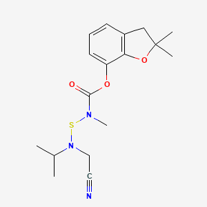 molecular formula C17H23N3O3S B12699190 Carbamic acid, (((cyanomethyl)(1-methylethyl)amino)thio)methyl-, 2,3-dihydro-2,2-dimethyl-7-benzofuranyl ester CAS No. 82560-68-7