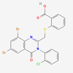 molecular formula C22H13Br2ClN2O3S B12699191 Benzoic acid, 2-(((6,8-dibromo-3-(2-chlorophenyl)-3,4-dihydro-4-oxo-2-quinazolinyl)methyl)thio)- CAS No. 108635-40-1