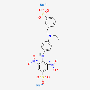 molecular formula C21H18N4Na2O10S2 B12699258 4-(4-(Ethyl(m-sulphobenzyl)amino)anilino)-3,5-dinitrobenzenesulphonic acid, sodium salt CAS No. 93941-84-5