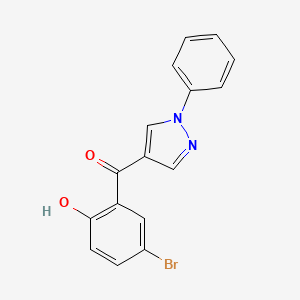 molecular formula C16H11BrN2O2 B1269927 (5-溴-2-羟基-苯基)-(1-苯基-1H-吡唑-4-基)酮 CAS No. 68287-72-9