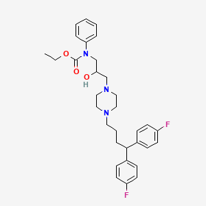 molecular formula C32H39F2N3O3 B12699275 Carbamic acid, (3-(4-(4,4-bis(4-fluorophenyl)butyl)-1-piperazinyl)-2-hydroxypropyl)phenyl-, ethyl ester CAS No. 143760-30-9