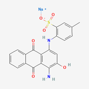 molecular formula C21H15N2NaO6S B12699329 Sodium 4-((4-amino-9,10-dihydro-3-hydroxy-9,10-dioxo-1-anthryl)amino)toluene-3-sulphonate CAS No. 93940-50-2