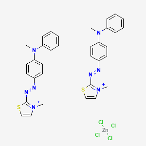 molecular formula C34H34Cl4N8S2Zn B12699387 Bis(3-methyl-2-((p-(N-methylanilino)phenyl)azo)thiazolium) tetrachlorozincate(2-) CAS No. 85392-71-8