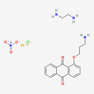 molecular formula C19H23ClN4O6Pt B12699415 Platinum(1+), (1-(3-aminopropoxy)-9,10-anthracenedione-N)chloro(1,2-ethanediamine-N,N')-, (SP-4-2)-, nitrate CAS No. 138797-77-0